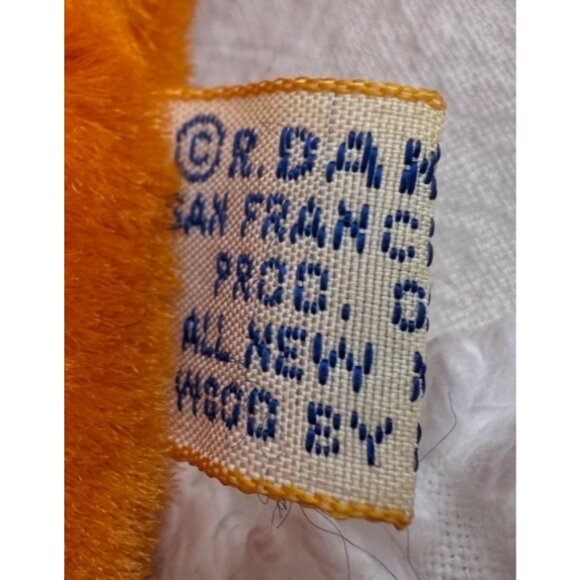 VNTG BURNT ORANGE VELVETINE STUFFED HORSE YELLOW MAIN W/ RED BOW R DANKIN - Picture 8 of 14